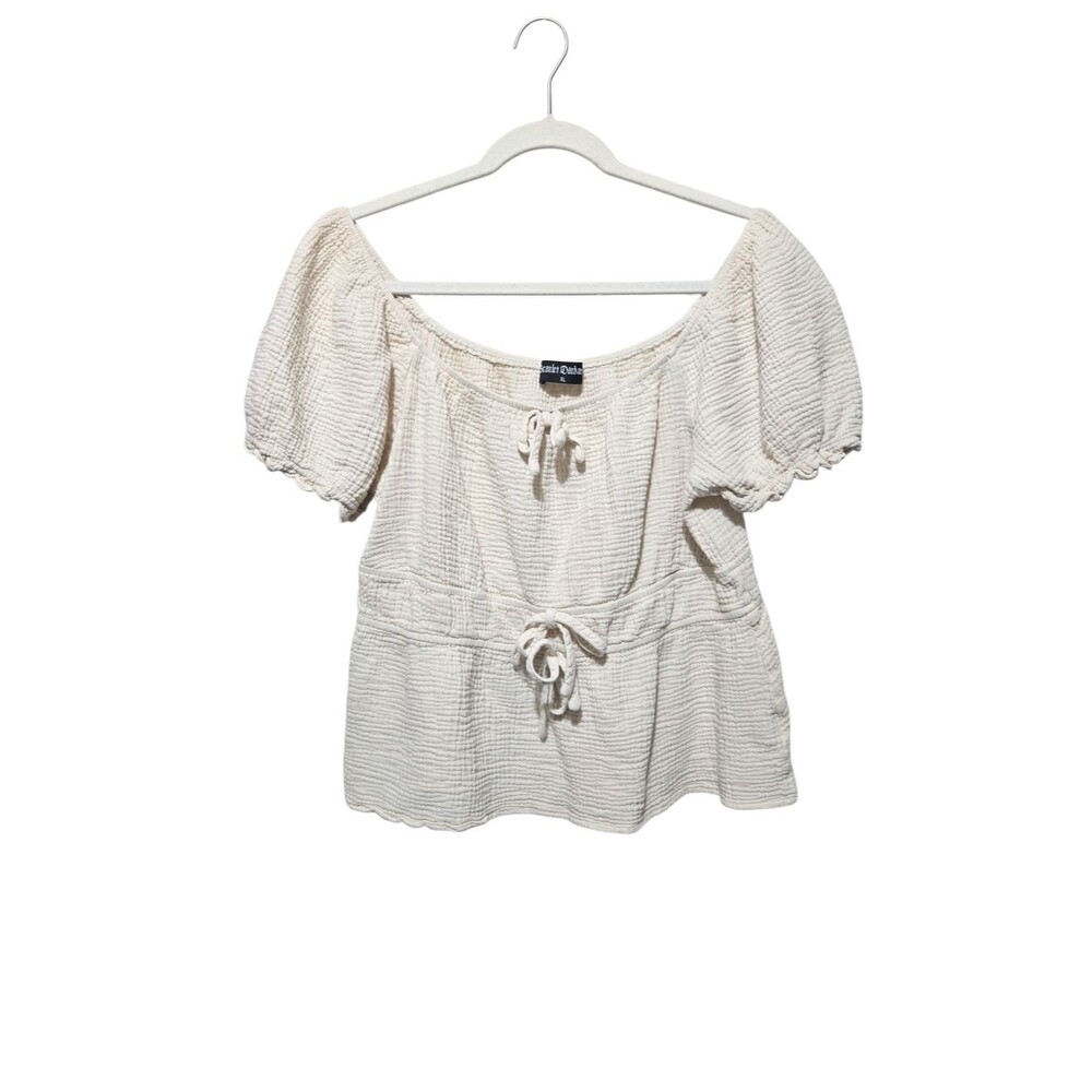 Scarlett Darkness Renaissance Peasant Shirt Peplum Hem Puff Sleeve Top XL